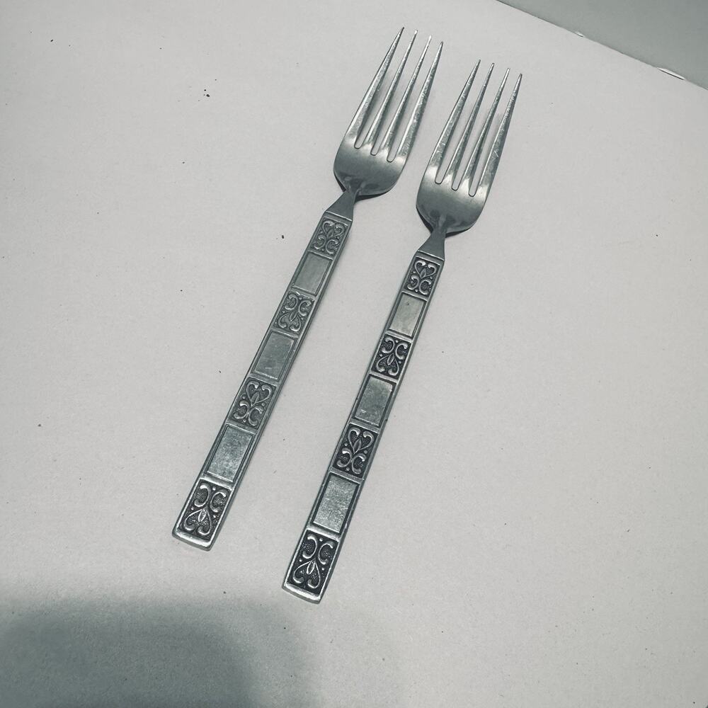 Vtg National Bravissimo Stainless Dinner Forks Lot Of 2 MCM Japan